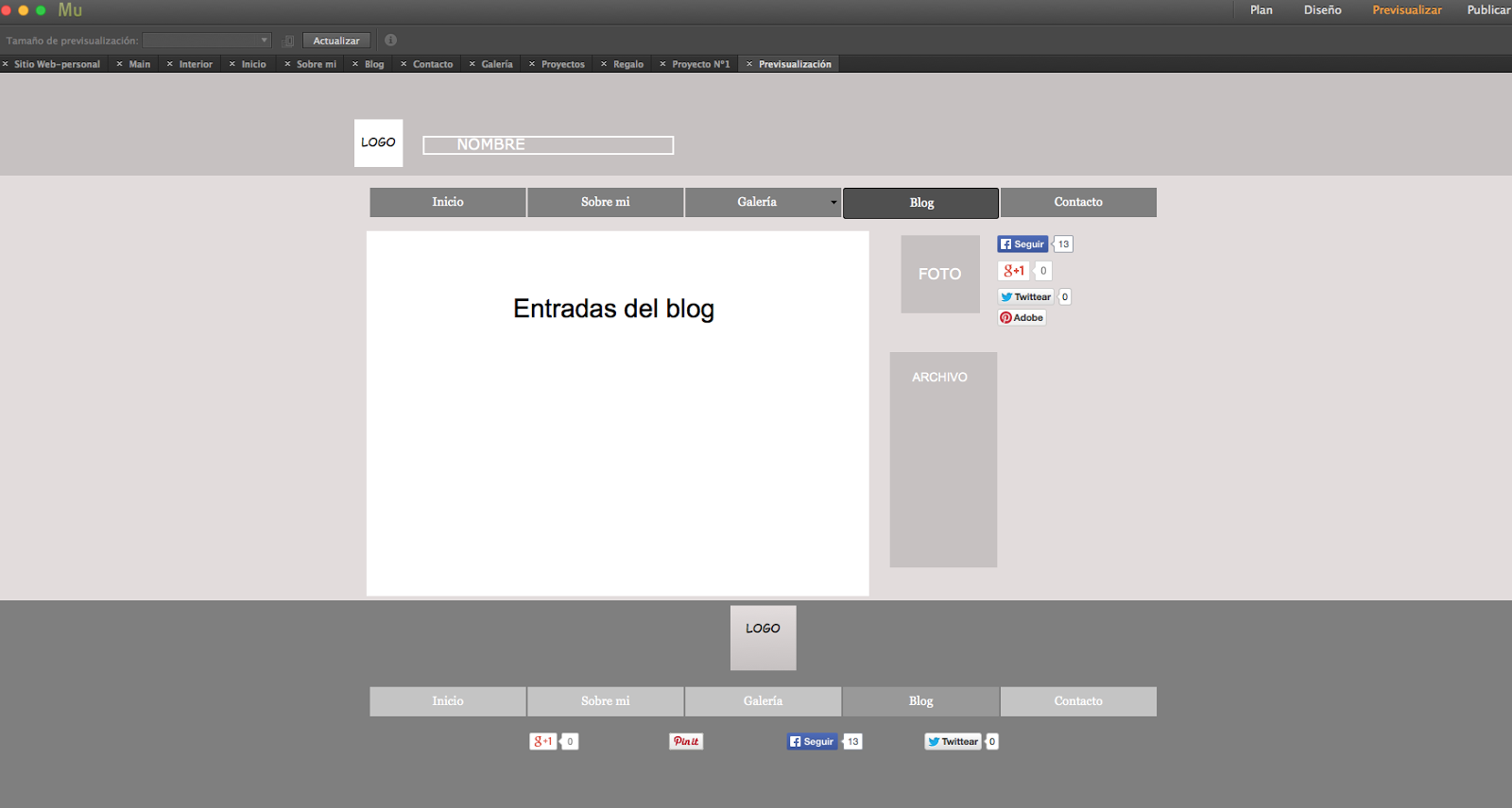 · crear una estructura completa del sitio web. Creando Mi Primer Sitio Web Los Mock Up De Las Paginas De Sitio Blog De Prueba Del Curso Desarrollo Web