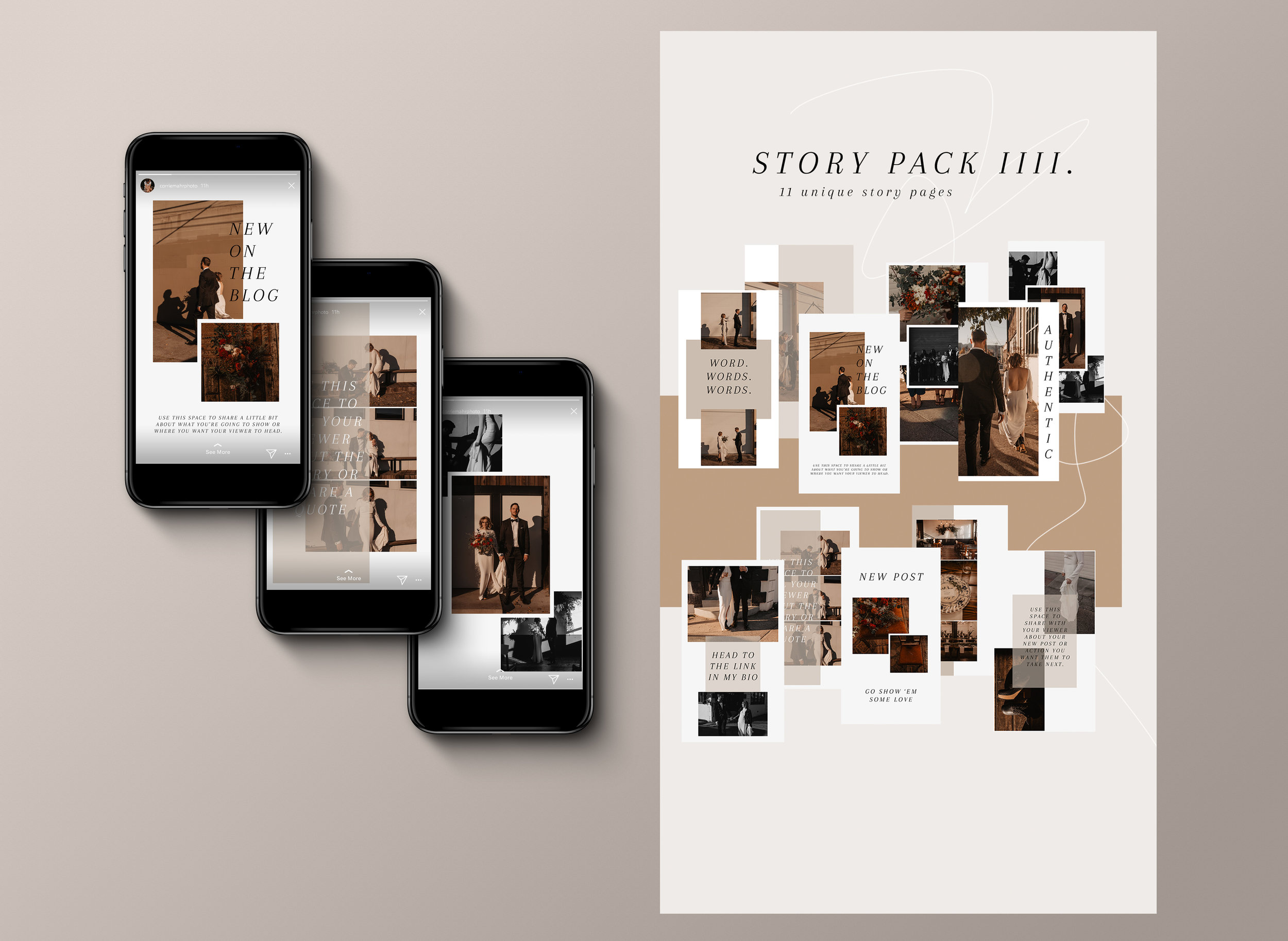 This set of 4 psd with ui included on the files is designed specifically to showcase your instagram stories. Pack Iiii Instagram Story Template Corrie Mahr Photography Oregon Wedding Photographer