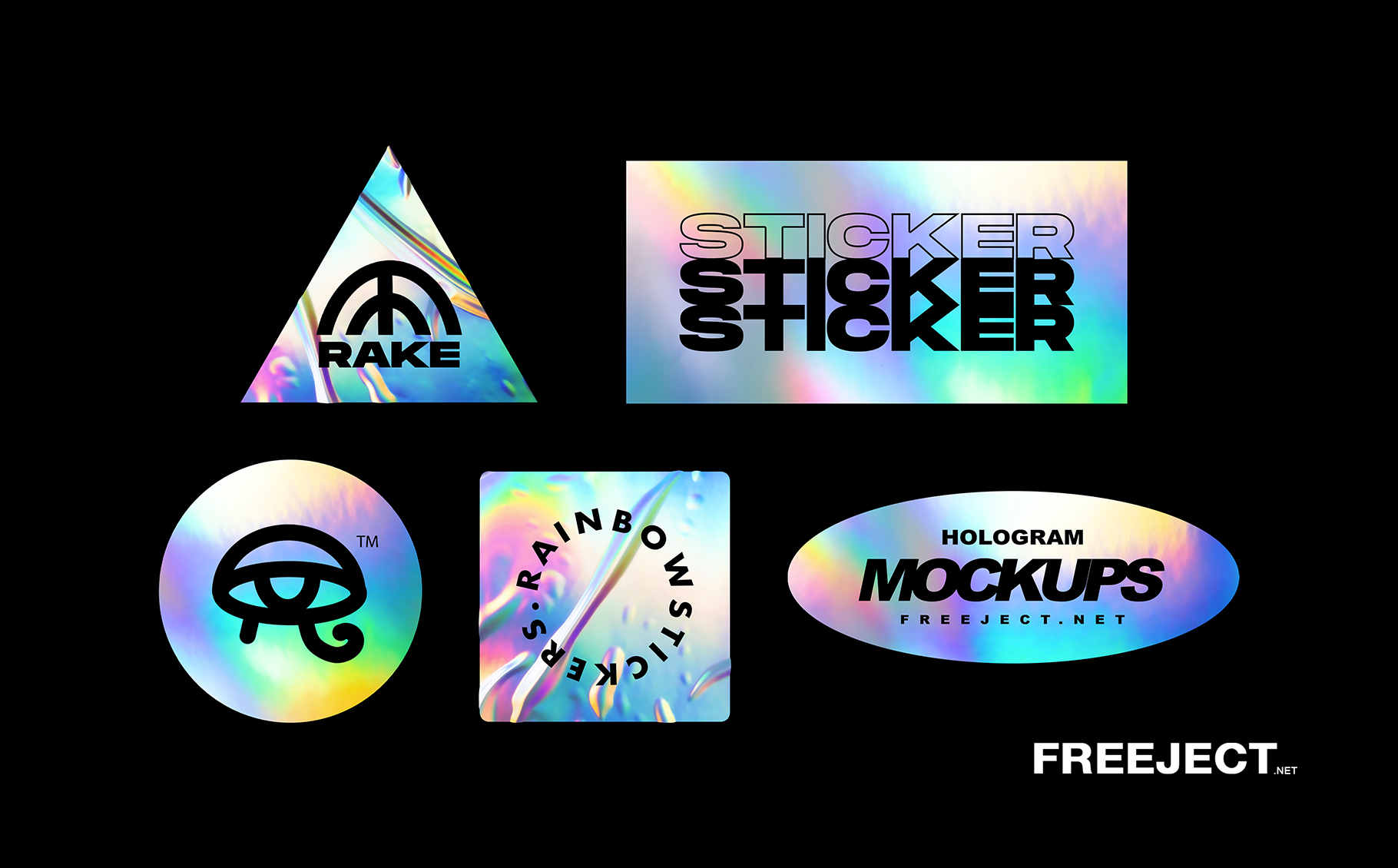 Photo Inspirational designs, illustrations, and graphic elements from the world's best designers. Free 5 Holographic Rainbow Foil Sticker Mockups Psd File