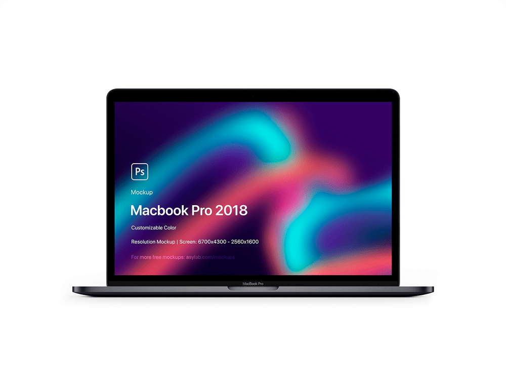 JPG The psd file (6000 x 4500 px) includes . Macbook Pro 2018 Mockup